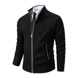 Men’s Fleece-Lined Stand Collar Cardigan
