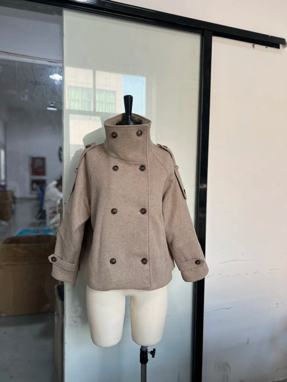 Urban Stand-Collar Woolen Coat