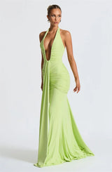 Elegant Deep V-Neck Halter Maxi Dress