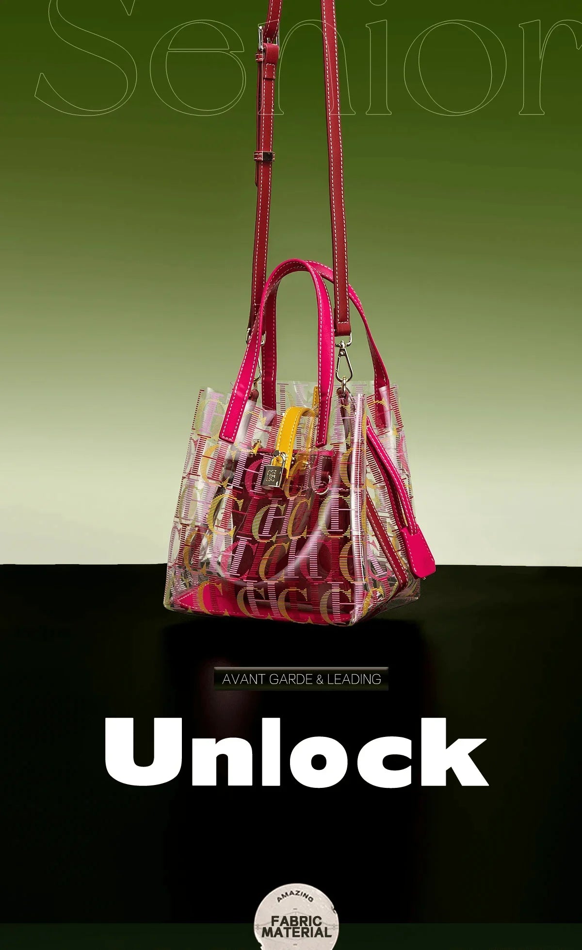 CH Transparent PVC Bucket Bag Women Colorful Jelly Tote Bags Small Crossbody Shoulder Handbag with Inner Pouch