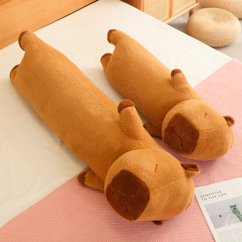 120cm Cartoon Strip Giant Capybara Plush Doll Pillow High Quality Soft Capybara Plush Toy Warm Hug For Girlfriend Birthday Gift