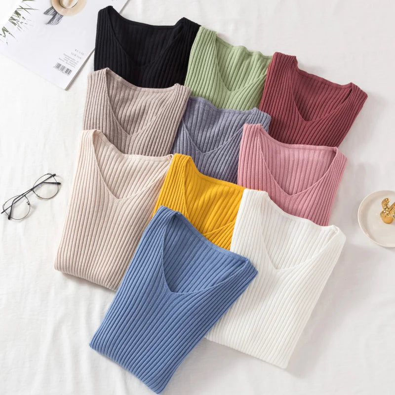 Women's V-Neck Knit Pullover Sweater