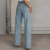 Women's High-Waist Stretch Straight Jeans | Distressed Denim