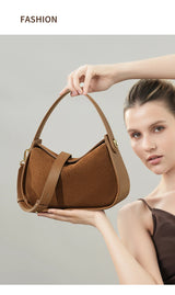 2025 New Suede Leather Crossbody Bag Unique Design Shoulder Pack Women Work Commuting Handbag Urban Beauty Box Tote Messenger