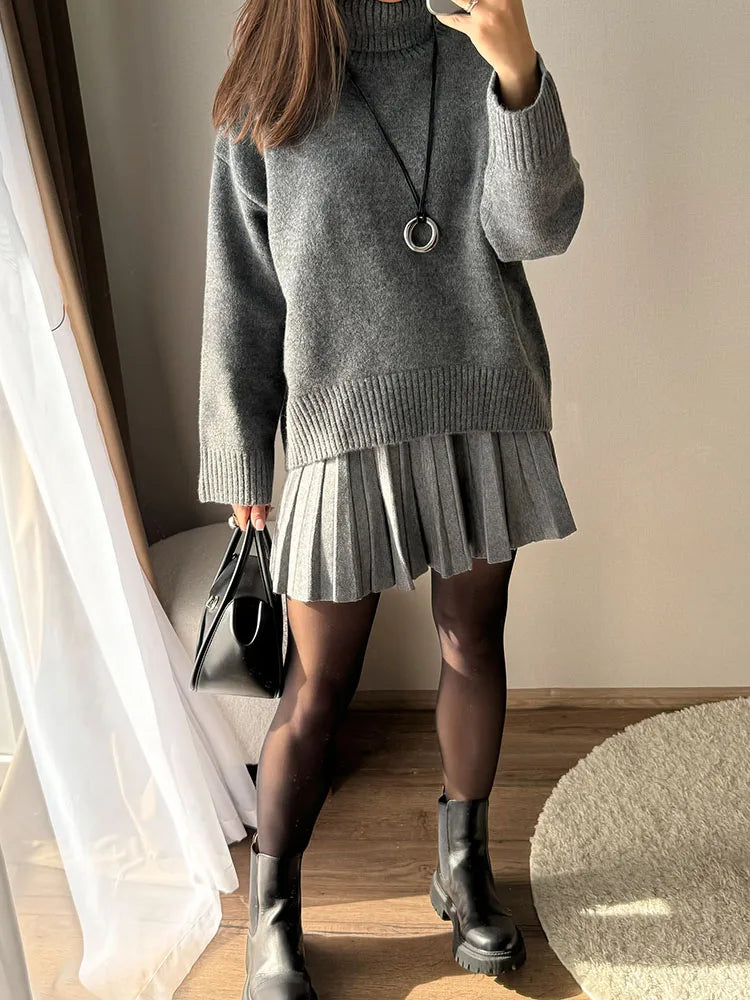 Elegant Knit Pleated Mini Skirt for Women