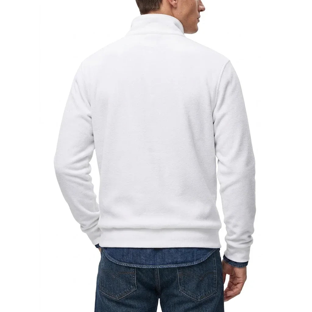 Mens Zip Up Streetwear Mock Neck Jumper Winter Warm Fleece Knit Top Long Sleeve Pullover Outdoor Work Jacket Coats Sweatshirts