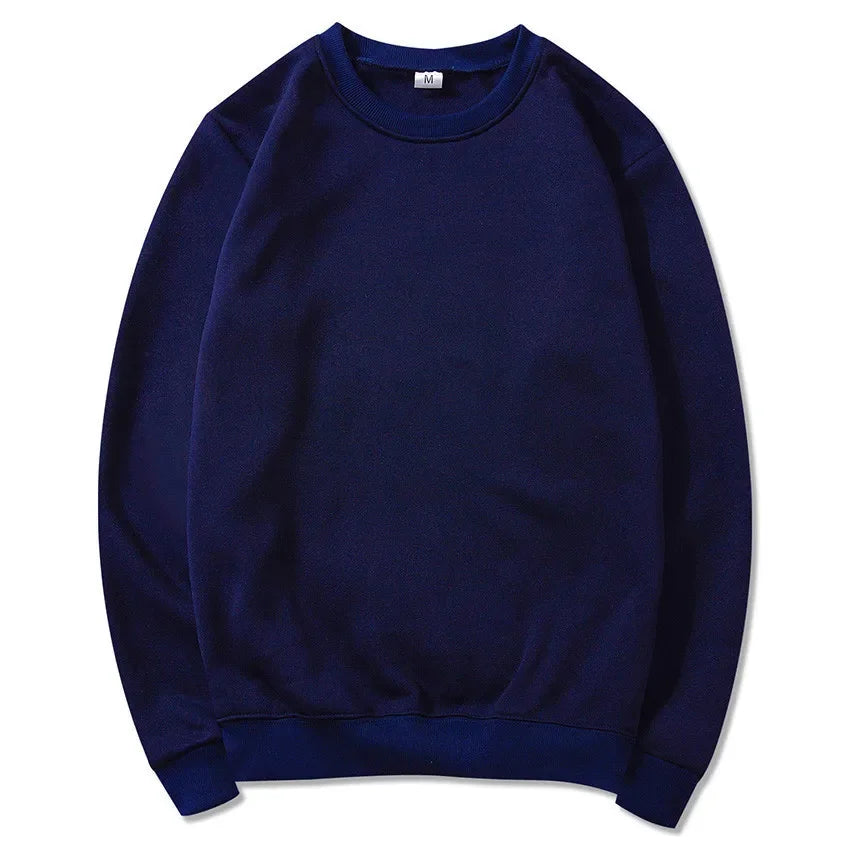 Korean Fashion Men's Round Neck Sweatshirts Autumn Long Sleeves Vacation Pullovers Tops Casual Popular Man Solid Sweat Shirts