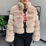 Elegant Winter Faux Fox Fur Crop Jacket