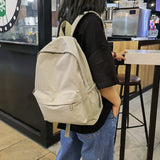 Preppy Solid Color Shoulder Bag Nylon School Knapsack Korean Teenager White School Bag Sports Travel Backpack for Women