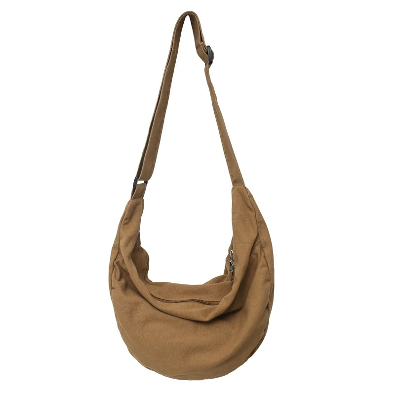 Solid Color Canvas Female Crossbody Bags For Women Large Capacity Shopping Messenger Bag Student Shoulder Bag Unisex School Bag