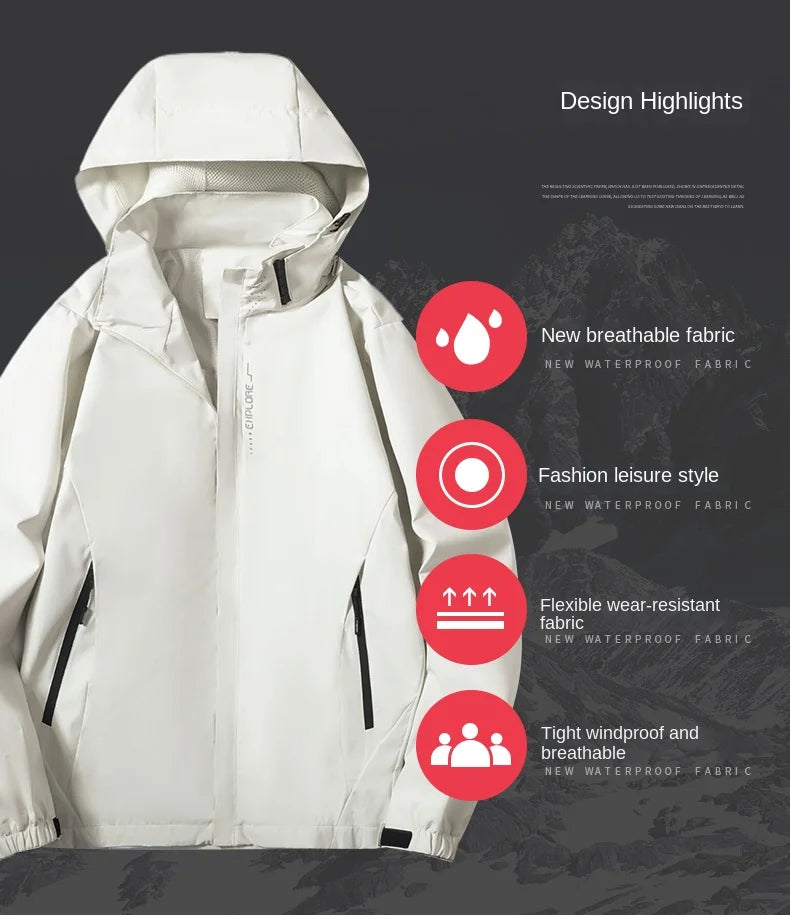 Men's Waterproof Hooded Windbreaker Jacket