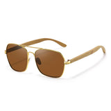 GM Fashion Retro Metallic Square Sunglasses for Women and Men Luxury Designer Brands Popular Driving Bamboo and Wood Sunglasses