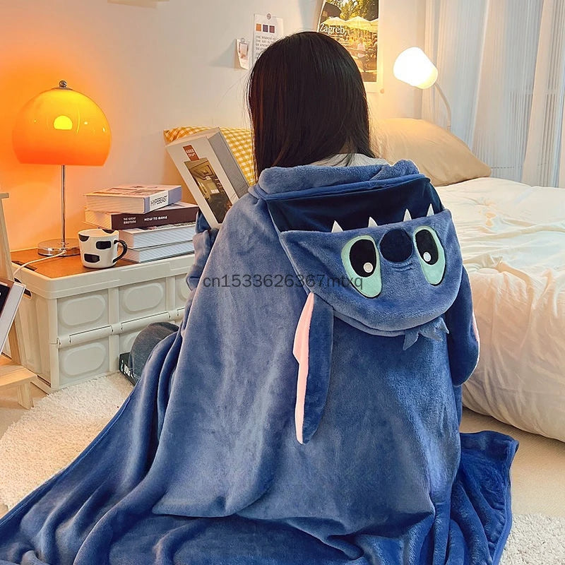 Stitch Hooded Cartoon Blanket