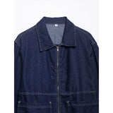 Chic Blue Denim Jacket – USA-Made Casual Lapel Outerwear with Pockets