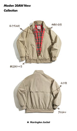 MADEN Men's Vintage Khaki Moto Jacket