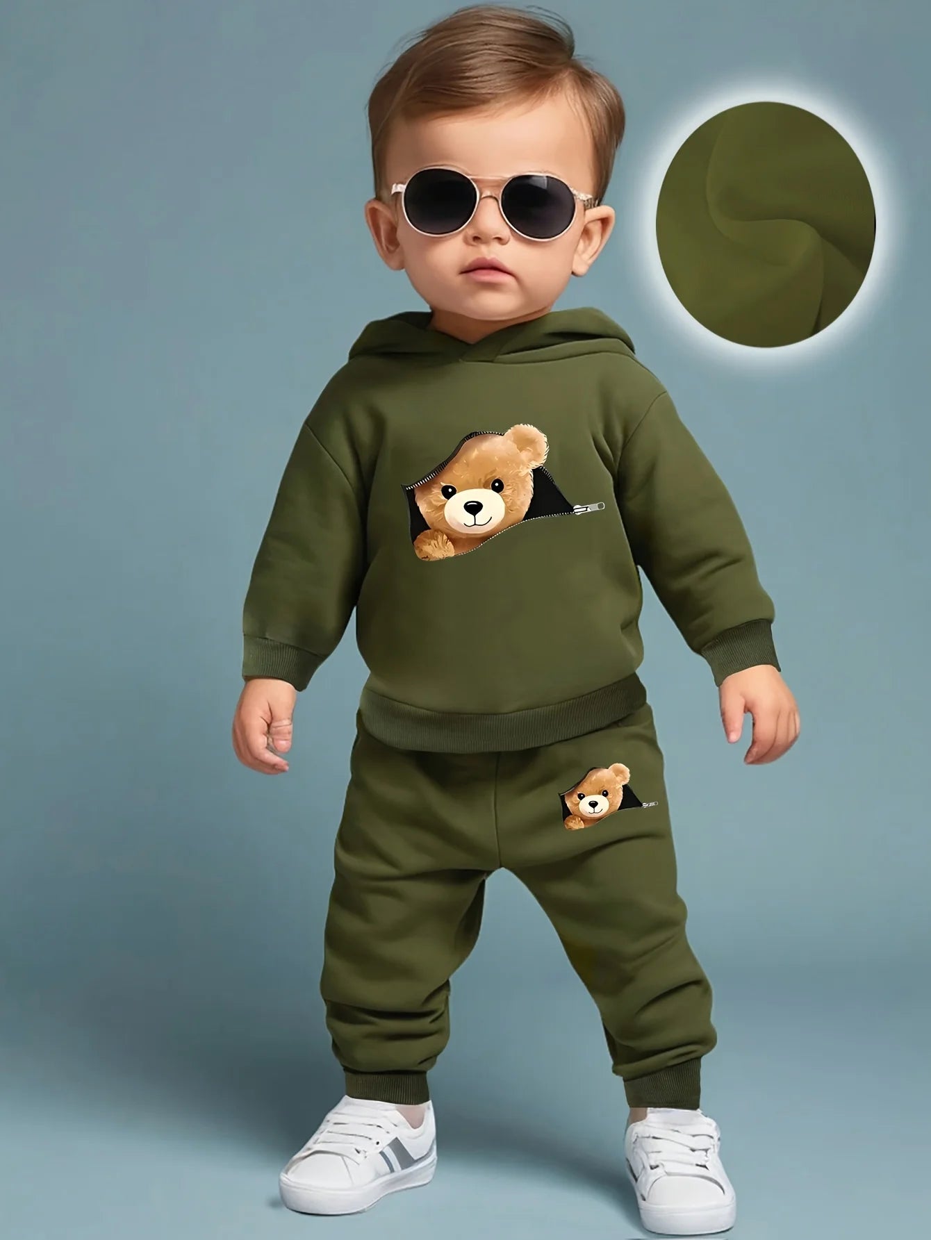 Newborn Bear Print Fleece Set