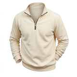 Men's Zip Sweatshirt Pullover Stand Collar Warm Fleece Casual Sweater Plain Long Sleeve Jumper Outwear Tops for Men Streetwear