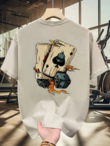 Men's 100% Pure Cotton Poker & Dice Print Loose Fit Casual T-Shirt