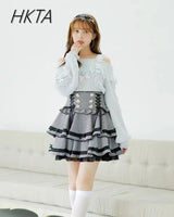 Lolita Plaid Strap Skirt – High Waist Mini for Women