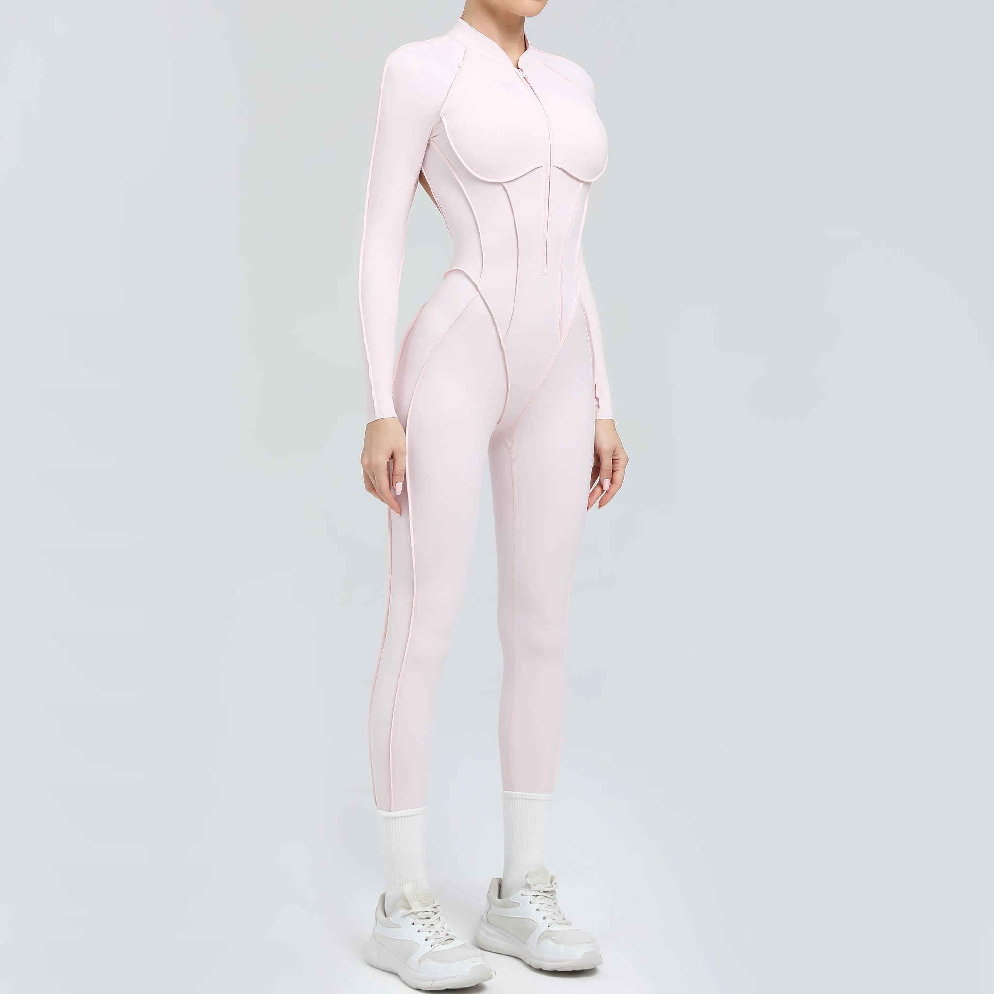 Long Sleeve Zip-Front Yoga Jumpsuit