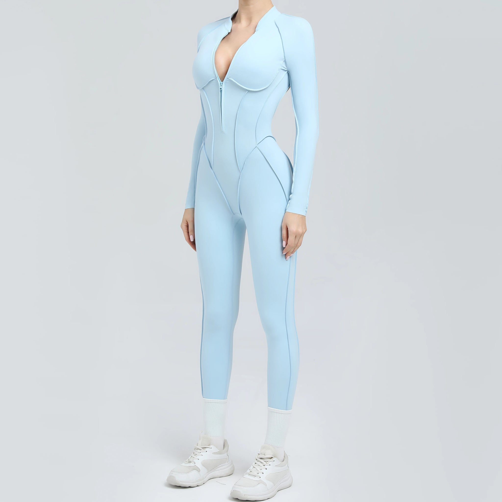 Long Sleeve Zip-Front Yoga Jumpsuit