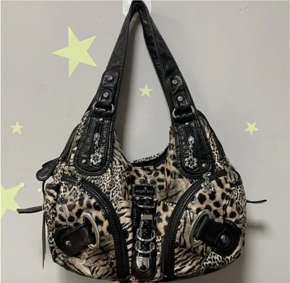Women Handbags Leopard Bag Top-handle Handbag Fashion Satchel Dumpling Pack Shoulder Bag Tote Bag Hobos Large Purse