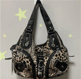Women Handbags Leopard Bag Top-handle Handbag Fashion Satchel Dumpling Pack Shoulder Bag Tote Bag Hobos Large Purse