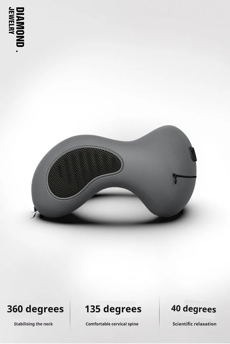 Memory Foam Neck Pillow, Ergonomic U-Shaped Travel Pillow with Washable Cover for Airplane,Car,Office Home-Soft Support
