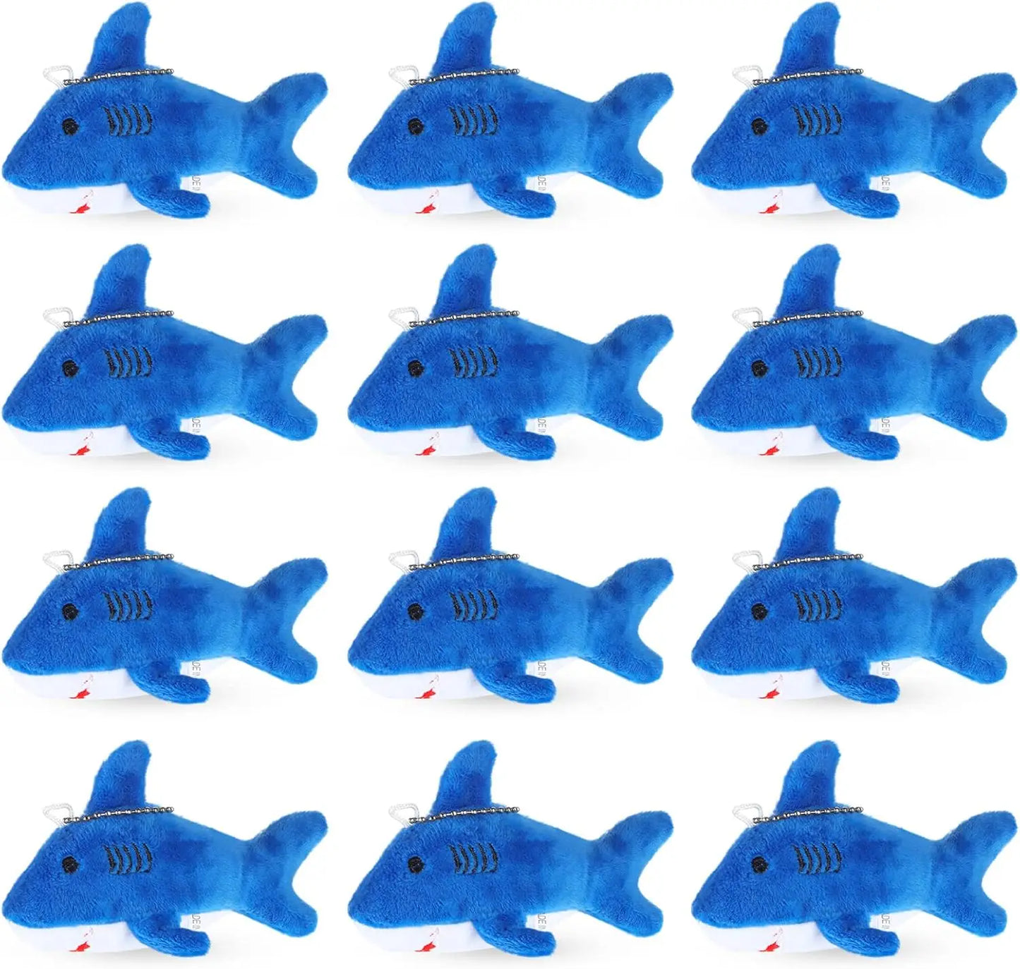 12-48Pcs Shark Plush Keychain Mini Stuffed Animal 3.94" Shark Party Favors Bulk Soft Tiny Shark Keychain Shark Backpack Keychain