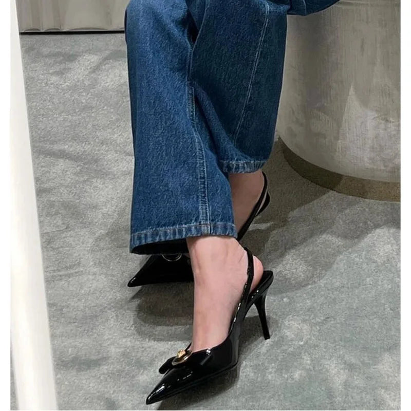 High Heels Women's Thin Heels Pointed French Temperament Bow Light Mouth Single Shoes Women