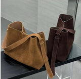 Motingsome Oversize Women Bag Luxury Suede Leather Winter Bags Frosted Cow Skin Handbag and Purses Retro Lady Tote 2024 New