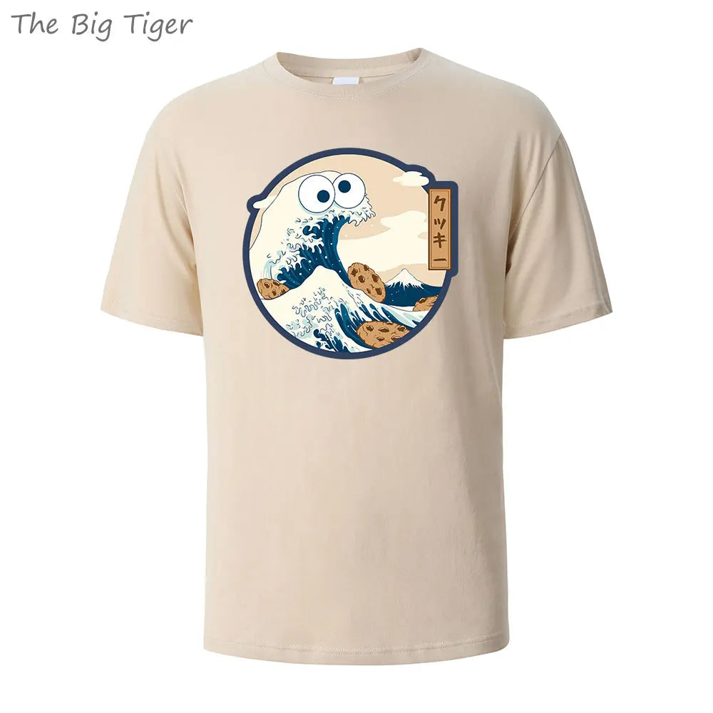 Unisex Color Painting Cotton Crew Neck T-Shirt