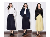 Toyouth Women's Cotton A-Line Midi Skirt | S–XL