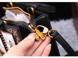 Vintage Luxury Leather Tote – Designer Cat Embroidery Shoulder Bag