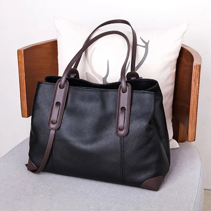 Genuine Leather Tote Bag Luxury Designer Women's Shoulder Bag Large Capacity Women Bags High Quality Soft Cowhide Female Handbag