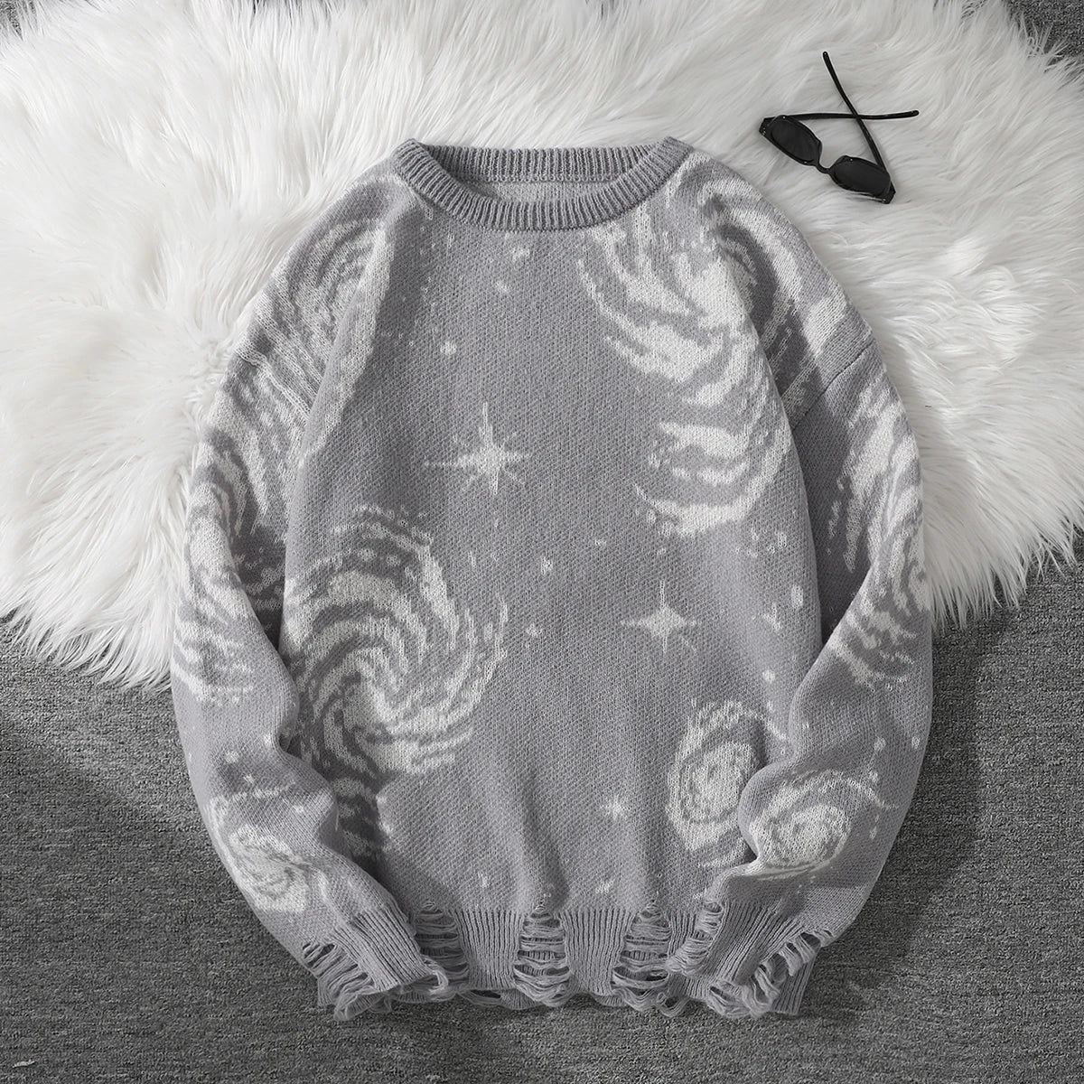 Men's Abstract Star Knit Crew Neck Sweater
