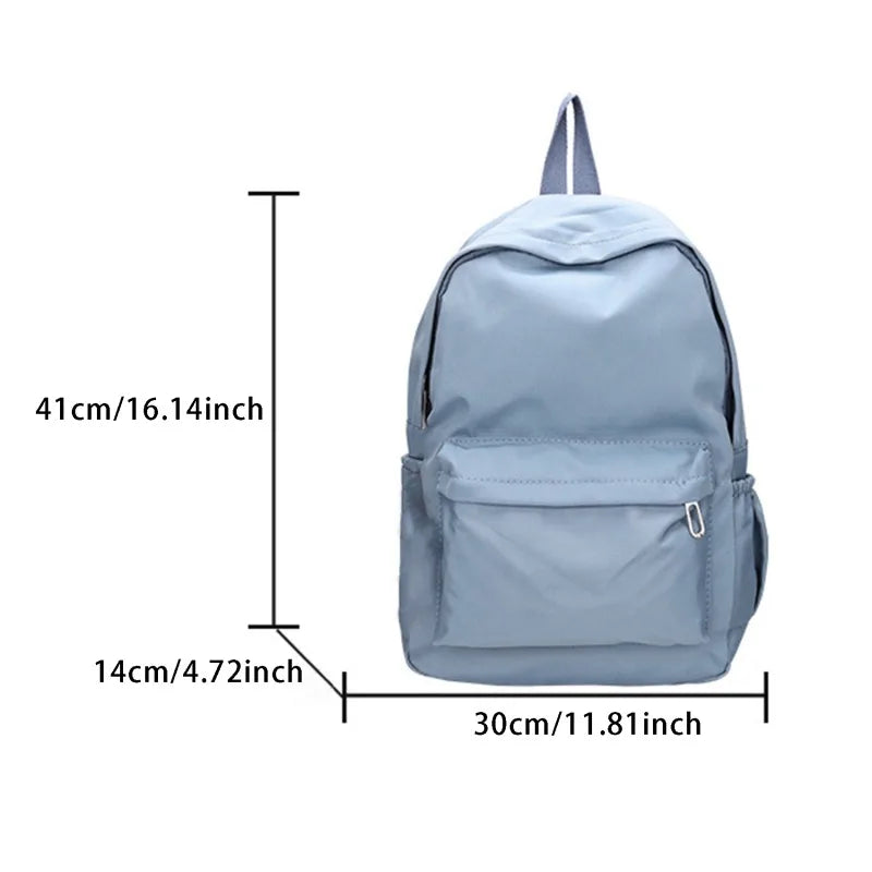 Preppy Solid Color Shoulder Bag Nylon School Knapsack Korean Teenager White School Bag Sports Travel Backpack for Women