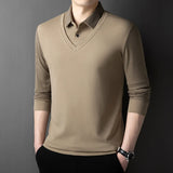 Men's Contrast Polo Shirt – Relaxed Long Sleeve Layered Look