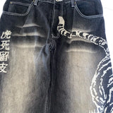 Men's Y2K Wide Leg Printed Baggy Jeans | Vintage Street Style