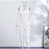 Fashion Polka Dot Two-pieces 7-inch Pants Sets Women's Slim Halter Waist-cinching Tops Hip-wrap Pant 2026 New Ladies Solid Suit