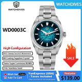 Watchdives WD0003C 38mm Men Watch VH31 Sweep Seconds Quartz Movement Sapphire Ice Crack Dial Luminous 10Bar Waterproof Watches