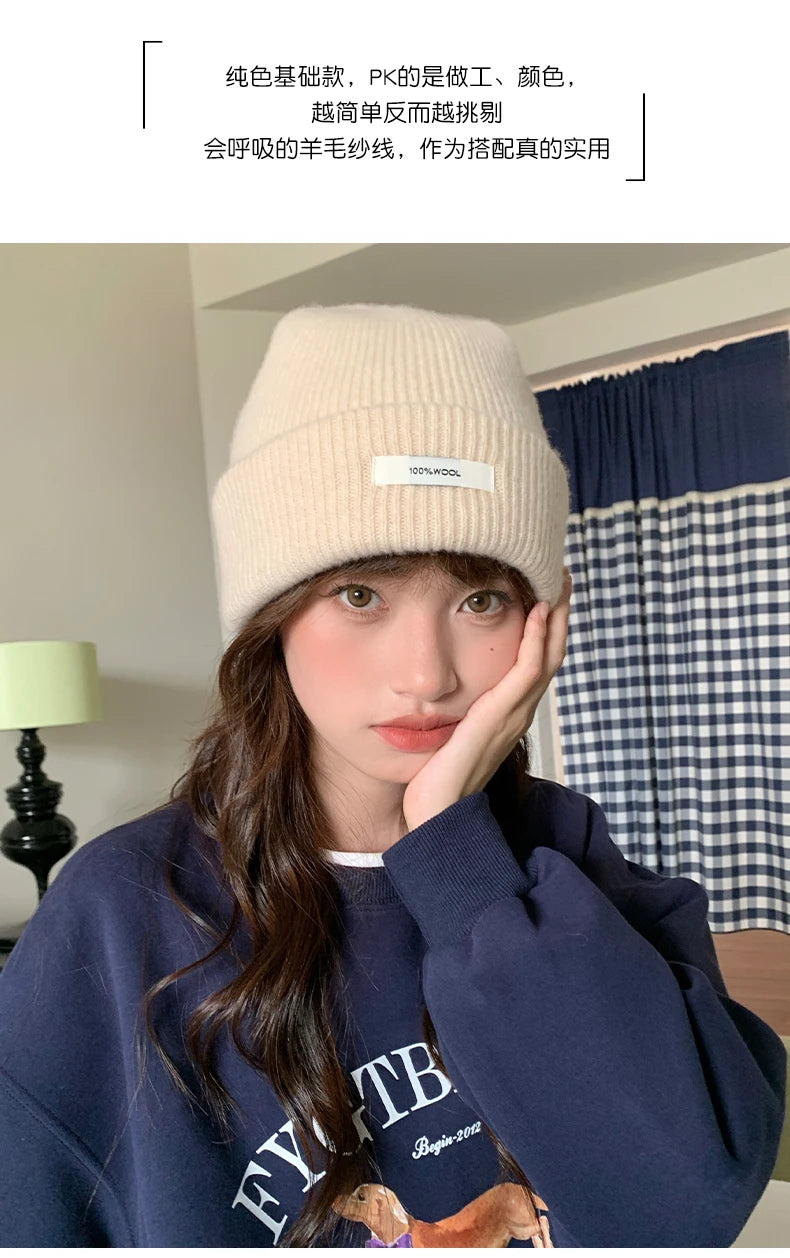 WinvyNee 100% Wool Knitted Beanie Hat – Women & Men