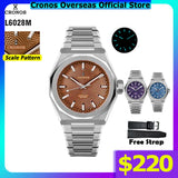 Cronos Luxury Men Watch 39mm Automatic PT5004 Wristwatches Scale Pattern Sapphire 10ATM See-through Back L6028