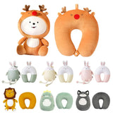 2-in-1 Cartoon Animal Travel Neck Pillow | U-Shape