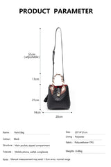 CH Fashion Brand Women's Handbag Large Capacity Casual Diagonal letter Silver Fox Is PU Leather Shoulder Bag