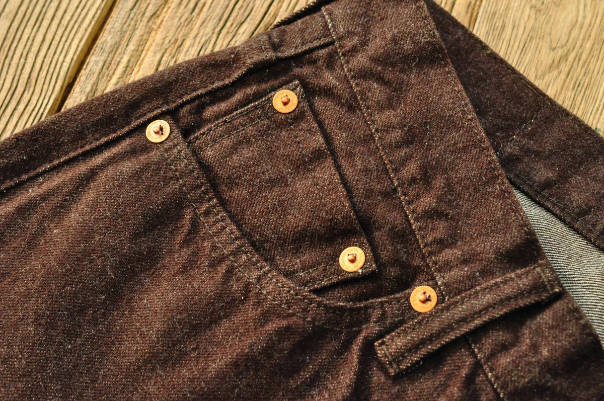 SauceZhan Brown Selvedge Denim Tapered Jeans – 13.8 oz