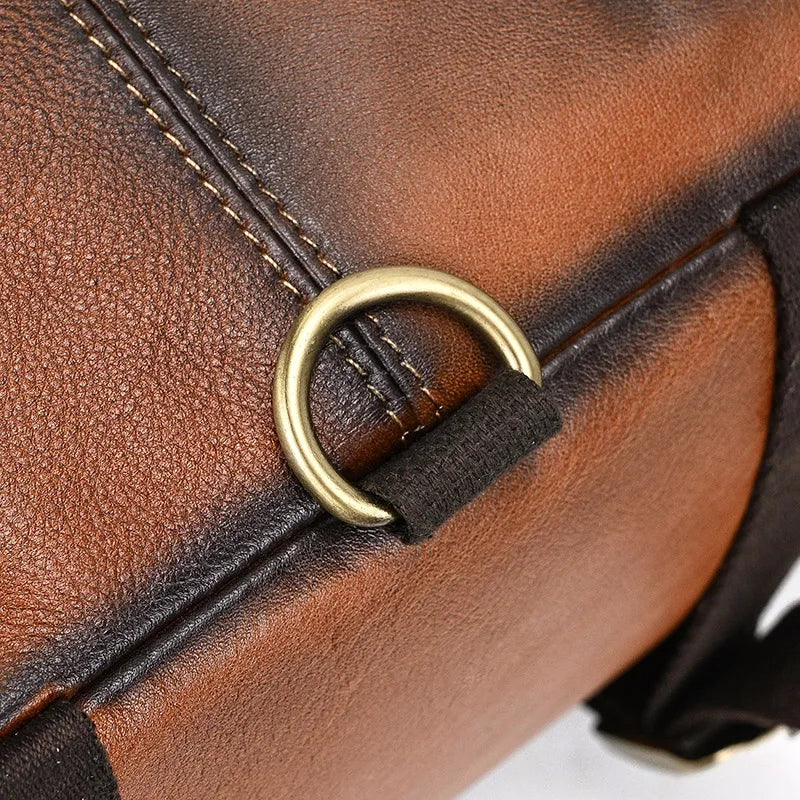 Single Shoulder Bagpack Genuine Leather Chest Bag Outdoor Riding Bag Chest Packs For Biker Men Male Sling Bags Cow Leather
