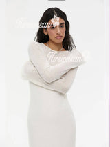 Elegant O-Neck Knit Maxi Dress