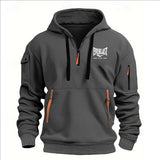 Men’s Printed Fleece Hoodie with Zipper Details