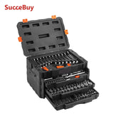 SucceBuy Mechanics Tool Set and Socket Set 1/4" 3/8" 1/2" Drive Deep Standard Sockets 450 Pcs SAE and Metric Mechanic Tool Kit